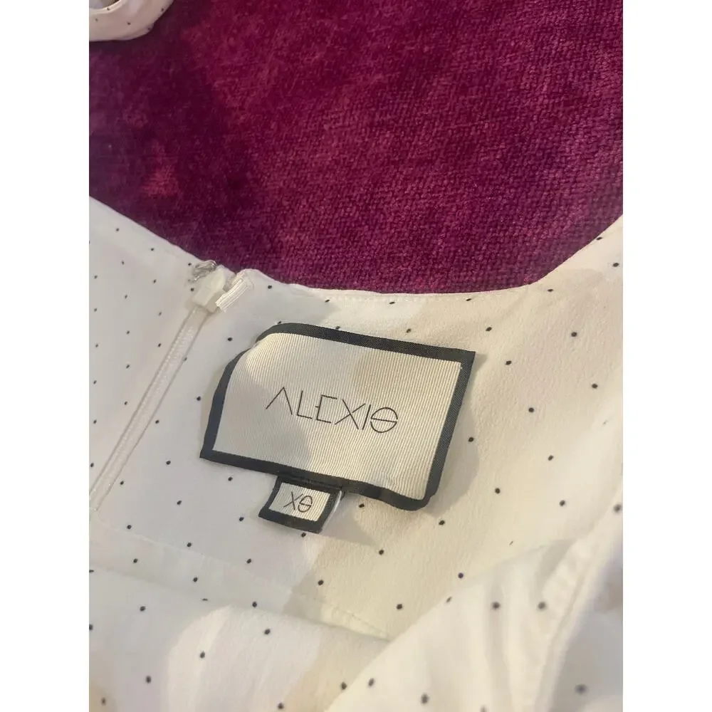 ALEXIS Lincoln Bow Jumpsuit Polka Dot Print Tie Shoulders White Size XS Wide Leg - Picture 2 of 5